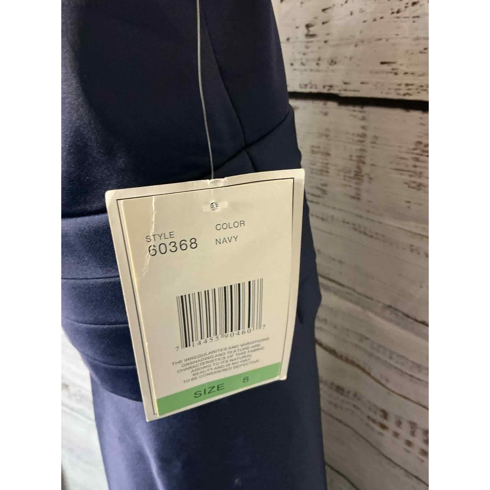 NW Collections Navy Blue Strapless Ruffled Halter Neckline Dress Size 8 - Picture 6 of 6